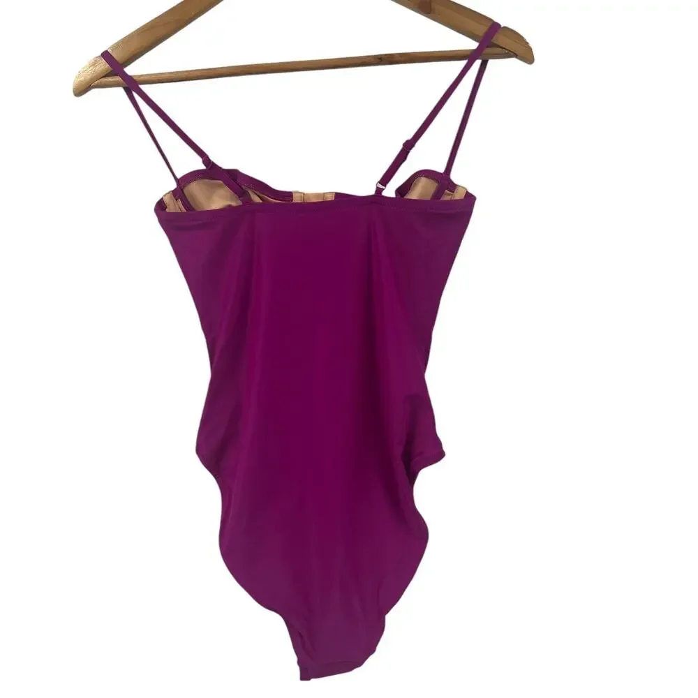 J.CREW Balconette French Inspired Purple One Piece Swim Suit SZ 4 - Picture 4 of 11